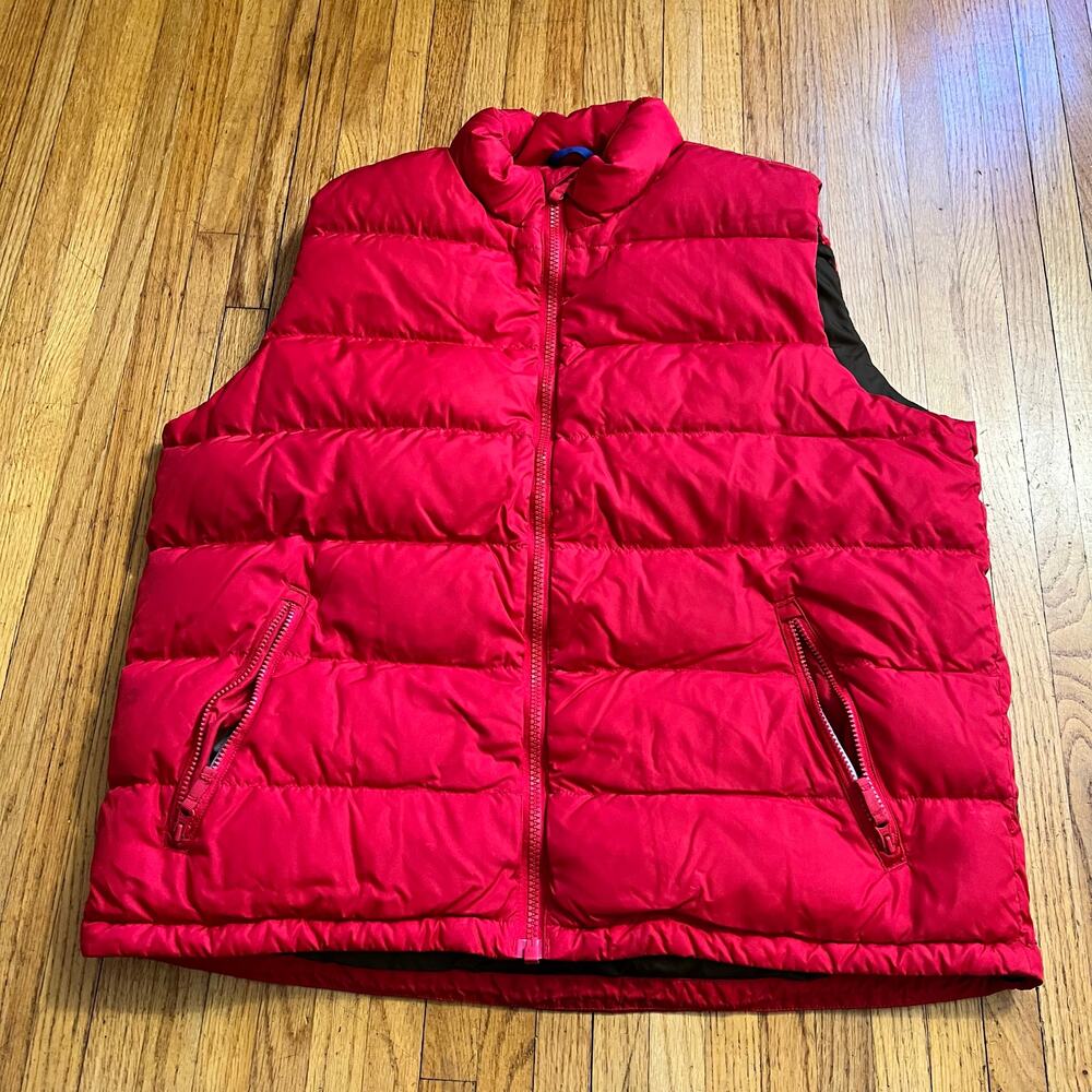 Lands End Puffer Vest Mens XL Red Down Nylon jacket